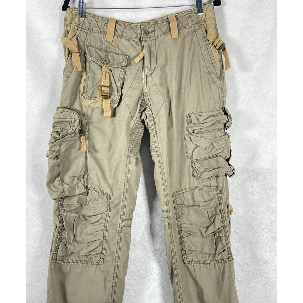 Vintage Polo Ralph Lauren Pants Womens 8 Khaki Paratrooper Military Cargo Y2K